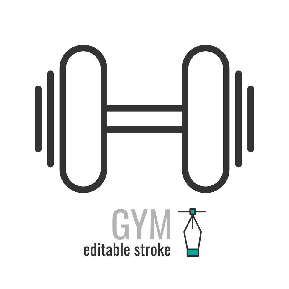 Gym linje ikon eller logo.fitness symbol.sport och aktivitet piktogram. bodybuilding tecken.vektor grafik illustration eps 10. redigerbar stroke vektor