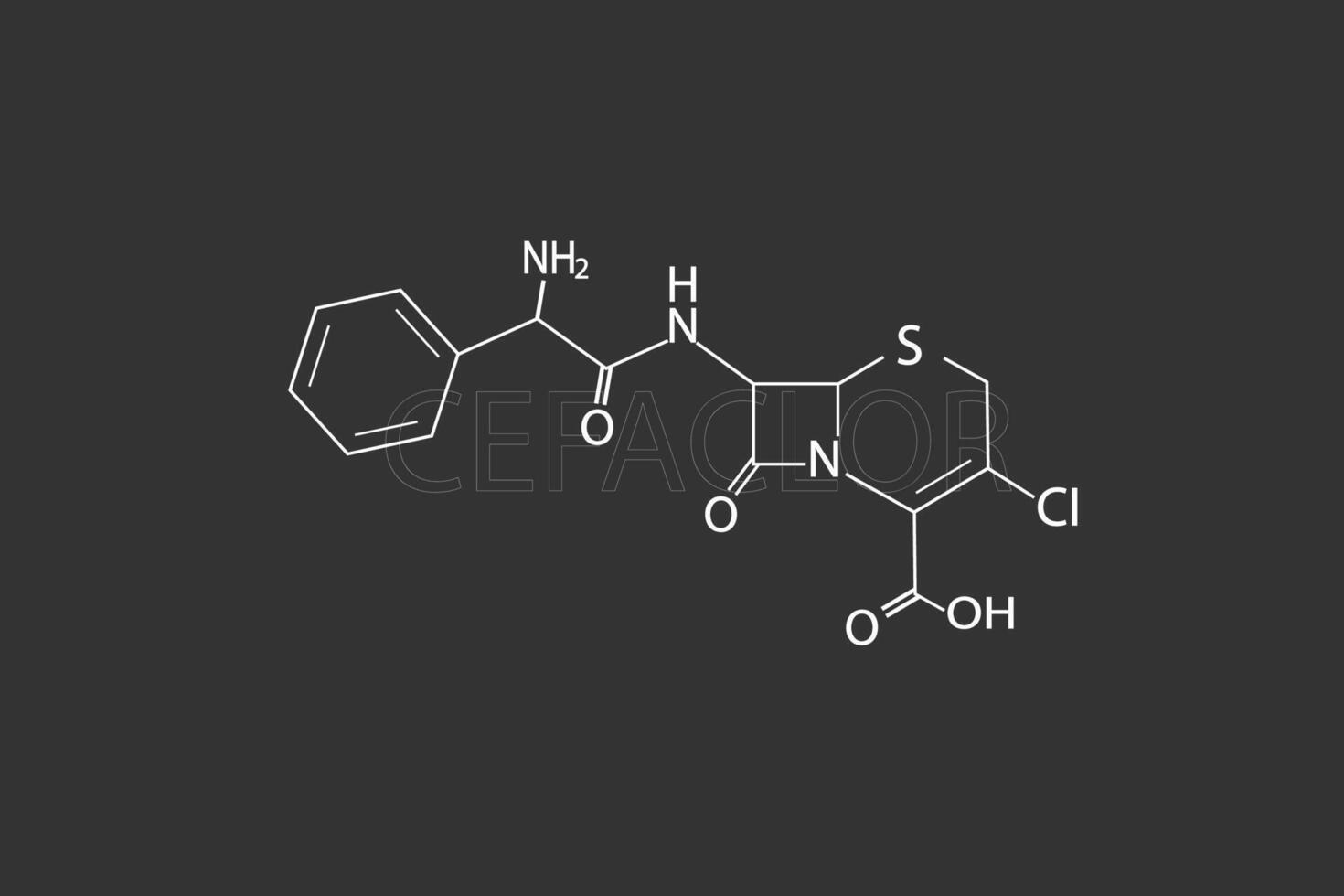 Cefaclor molekular Skelett- chemisch Formel vektor