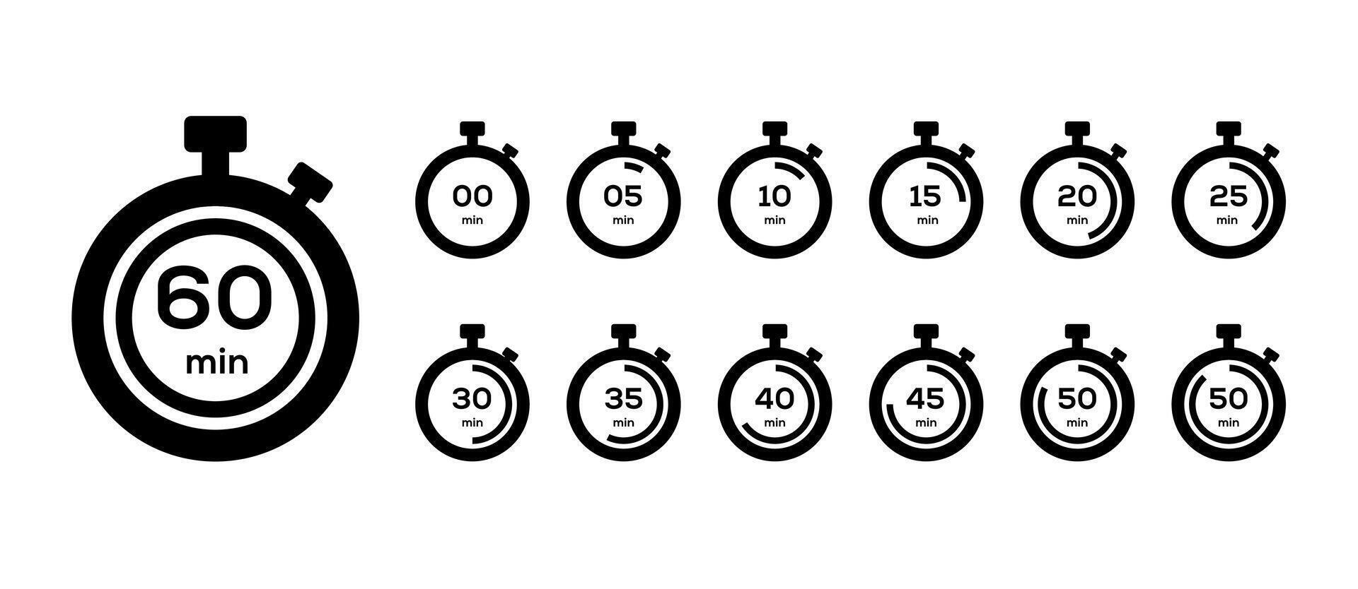 Stoppuhr Symbol im anders Stil Vektor Illustration. zwei farbig und schwarz Stoppuhr Vektor Symbole entworfen im gefüllt, Umriss, Linie und Schlaganfall Stil können Sein benutzt zum Netz, Handy, Mobiltelefon, ui