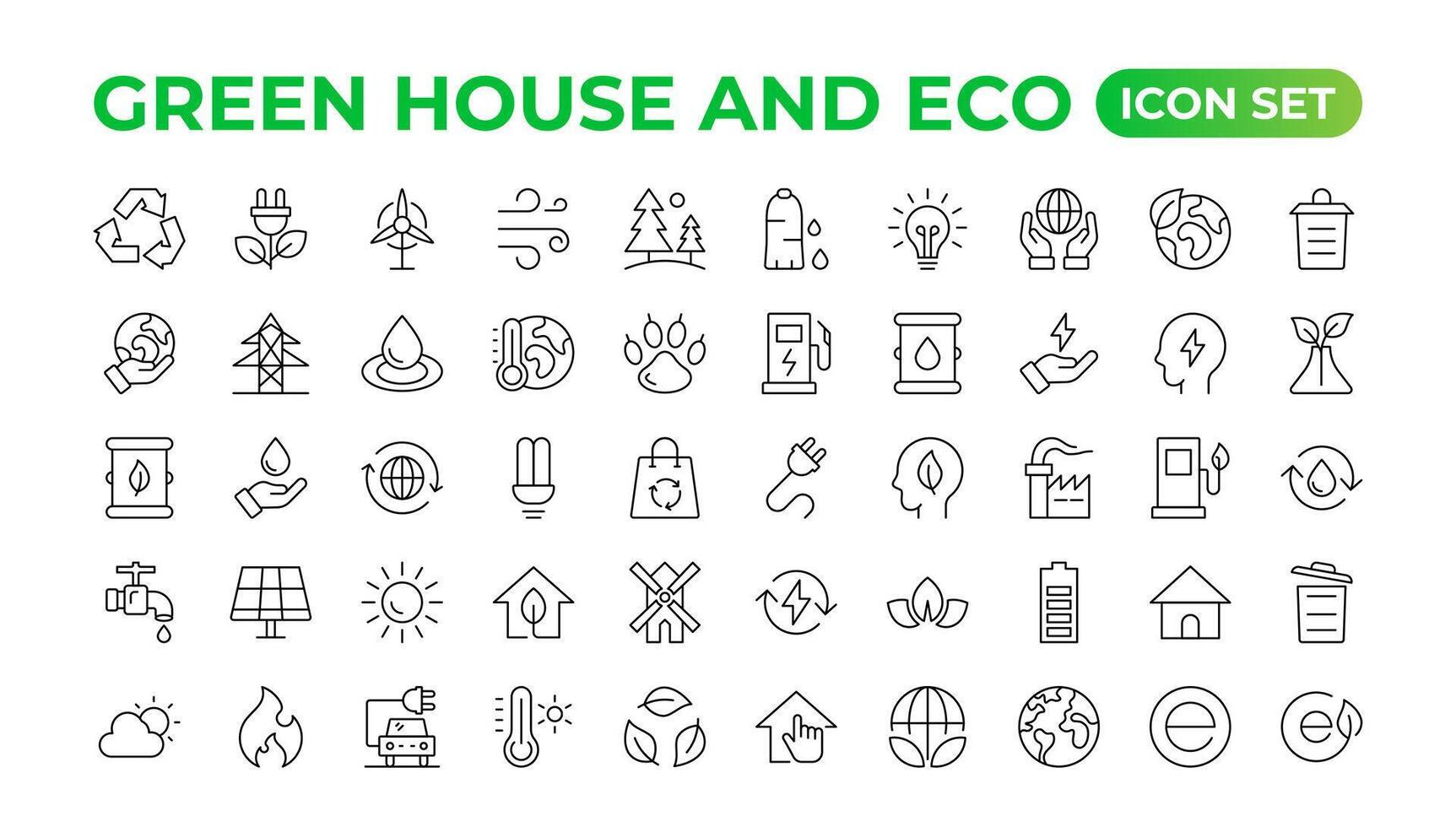 miljövänlig relaterad tunn linje ikon uppsättning i minimal stil. linjär ekologi ikoner. miljö- hållbarhet enkel symbol. enkel uppsättning av linje icons.global uppvärmning, skogar, organisk jordbruk. vektor