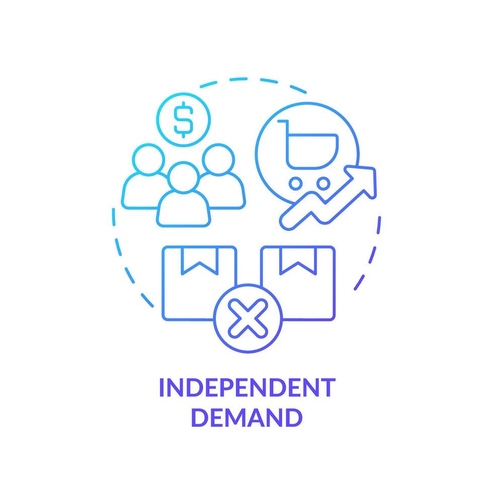 oberoende efterfrågan blå lutning begrepp ikon. efterfrågan för färdiga Produkter. konsument preferenser. runda form linje illustration. abstrakt aning. grafisk design. lätt till använda sig av i broschyr marknadsföring vektor