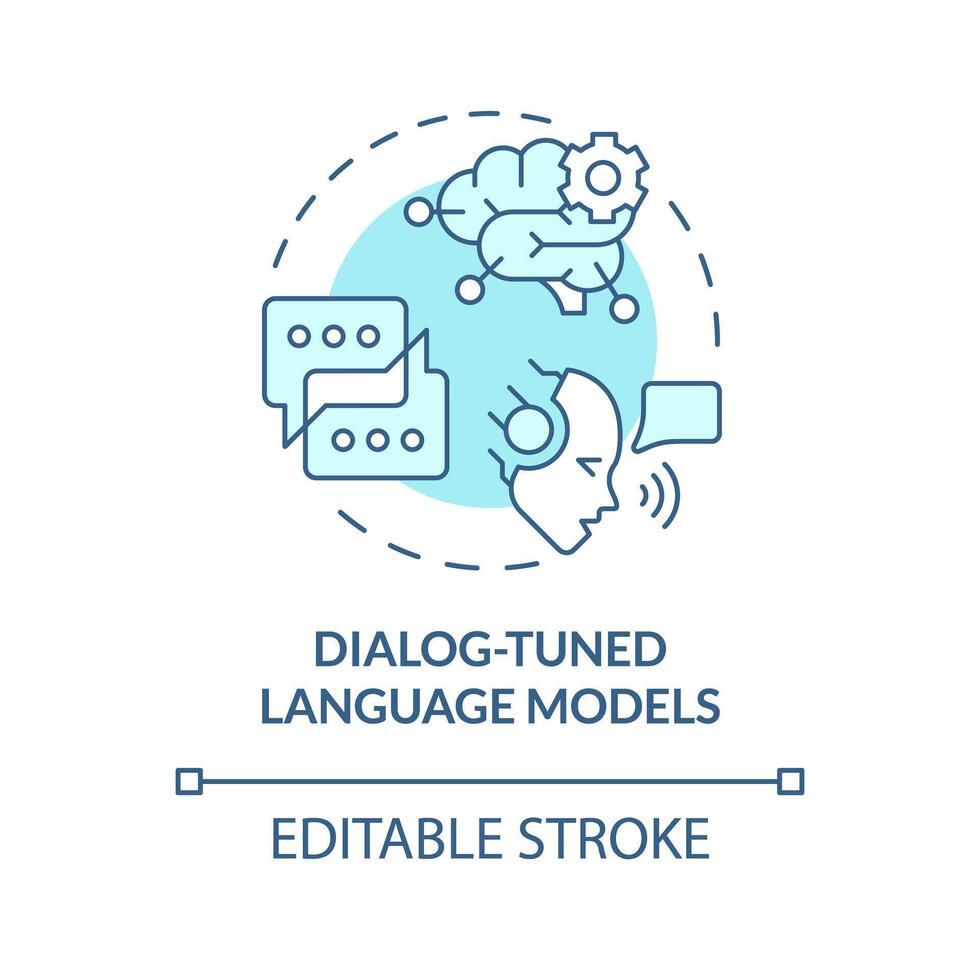 dialogorientiert Sprache Modelle Sanft Blau Konzept Symbol. Absicht Management. Gefühl Analyse. runden gestalten Linie Illustration. abstrakt Idee. Grafik Design. einfach zu verwenden im Infografik, Präsentation vektor