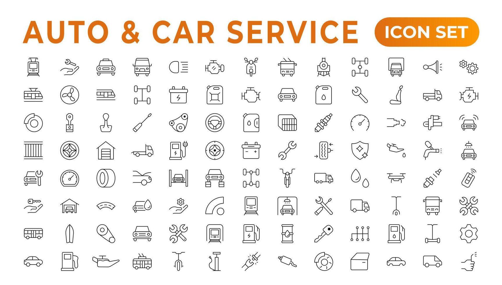 Auto Bedienung und Reparatur Symbol Satz. Auto Bedienung und Garage.Auto, Auto, Automobil Symbol. Reparatur Symbole Element. Garage, Motor, Öl, Wartung, beschleunigen Symbol. Auto Bedienung Symbol Satz. Auto Service, Auto vektor