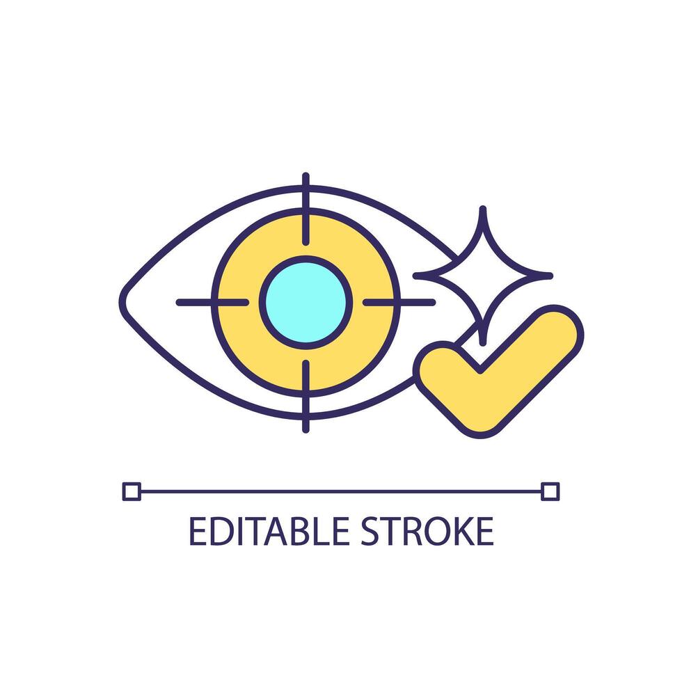 öga hälsa kolla upp rgb Färg ikon. framgångsrik oftalmisk operation.observation och verifiering. övervakning symbol. isolerat vektor illustration. enkel fylld linje teckning. redigerbar stroke