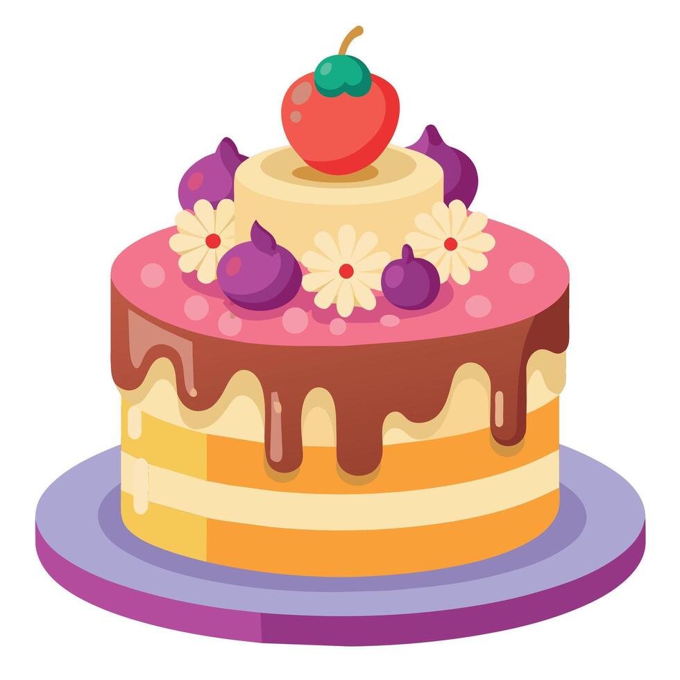 schön bunt Bild von ein Geburtstag Kuchen. Kuchen mit Kerzen auf es vektor