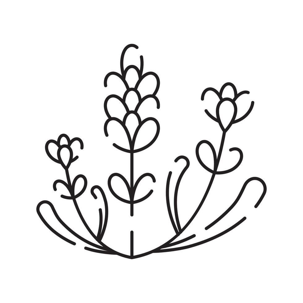 vår blommor linje ikon. skog ormbunke eukalyptus konst lövverk naturlig löv örter. dekorativ skönhet elegant illustration för design hand dragen blomma. vektor
