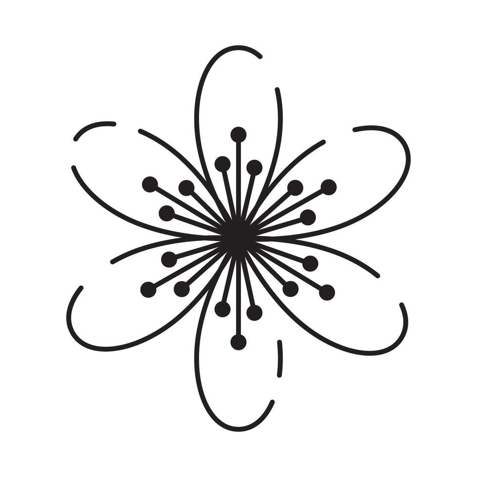 Frühling Blumen Linie Symbol. Wald Farn Eukalyptus Kunst Laub natürlich Blätter Kräuter. dekorativ Schönheit elegant Illustration zum Design Hand gezeichnet Blume. vektor