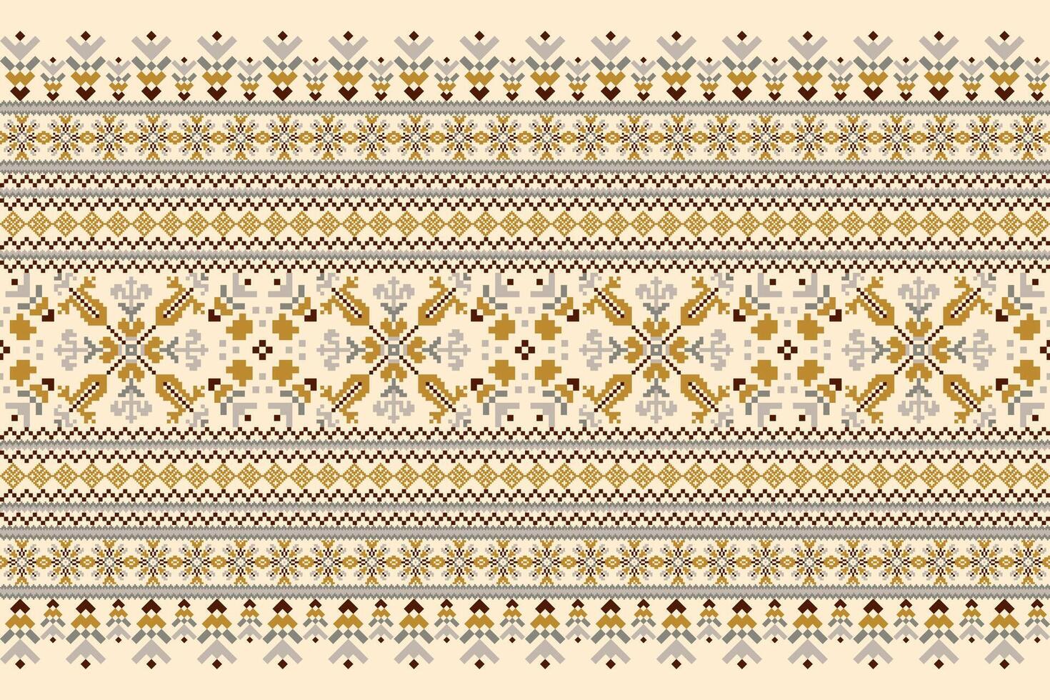 geometrisk etnisk orientalisk mönster vektor illustration.floral pixel konst broderi på grädde bakgrund, aztek stil, abstrakt bakgrund.design för textur, tyg, kläder, inslagning, dekoration, halsduk, tryck