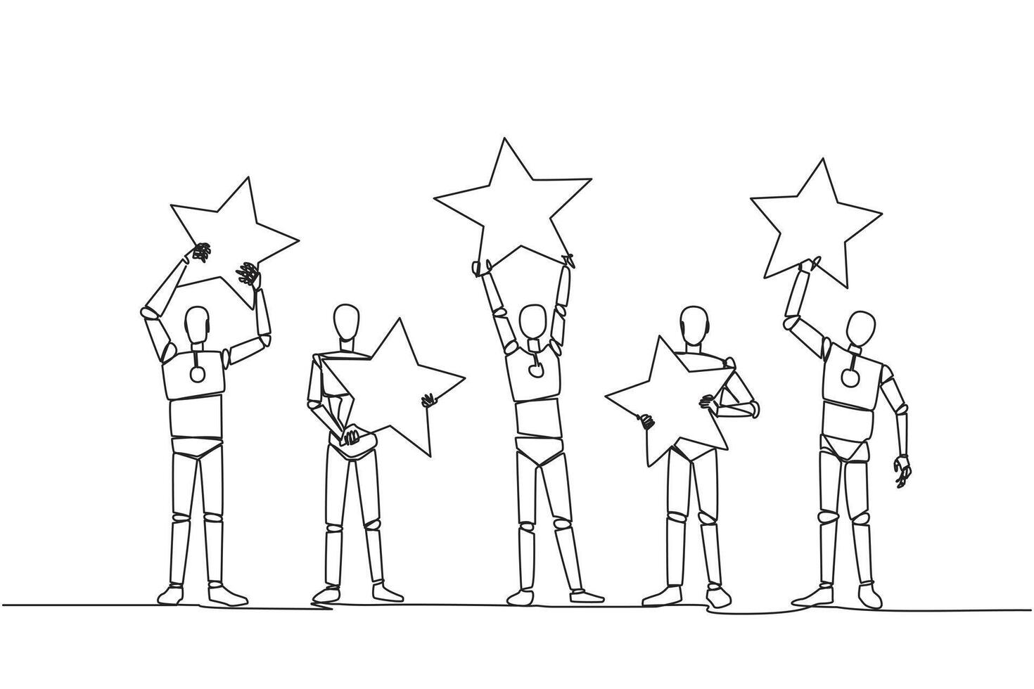 einer Linie Zeichnung Bewertung Bewertung Rezension 5 Star Teil 6 - - Roboter-15.eps vektor