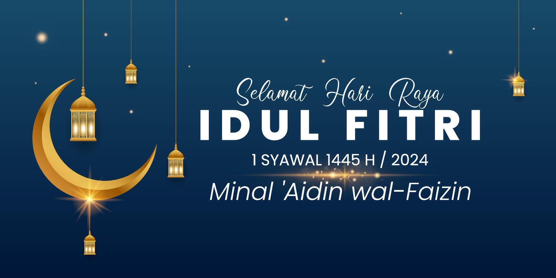 eid al fitr hälsningar baner. selamat hari raya idul Fitri betyder Lycklig eid mubarak baner design. vektor