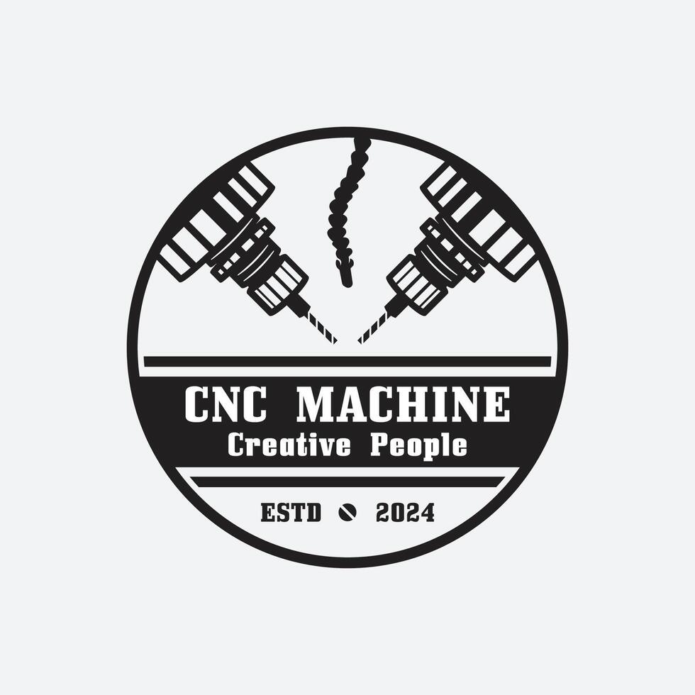 cnc Drehbank Maschine Logo Computer numerisch Steuerung modern 3d Schneiden Technologie Design Herstellung Industrie Schneiden. diese Logo ist Ideal zum cnc Schneiden Maschinen, Holzbearbeitung Industrie, und ähnlich. vektor