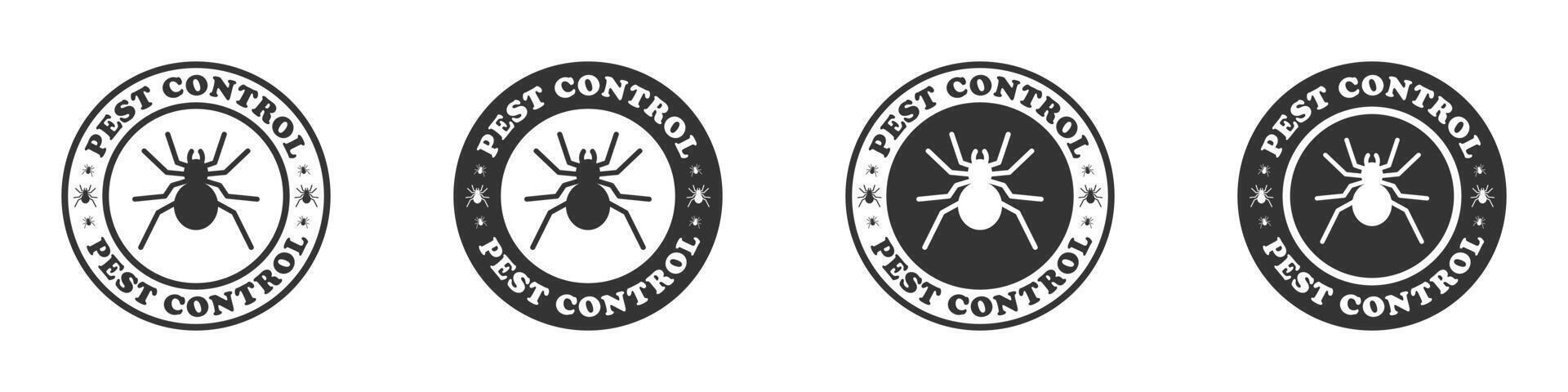Pest Steuerung Logo. runden Abzeichen mit psider Symbol und Beschriftung. Vektor Illustration.