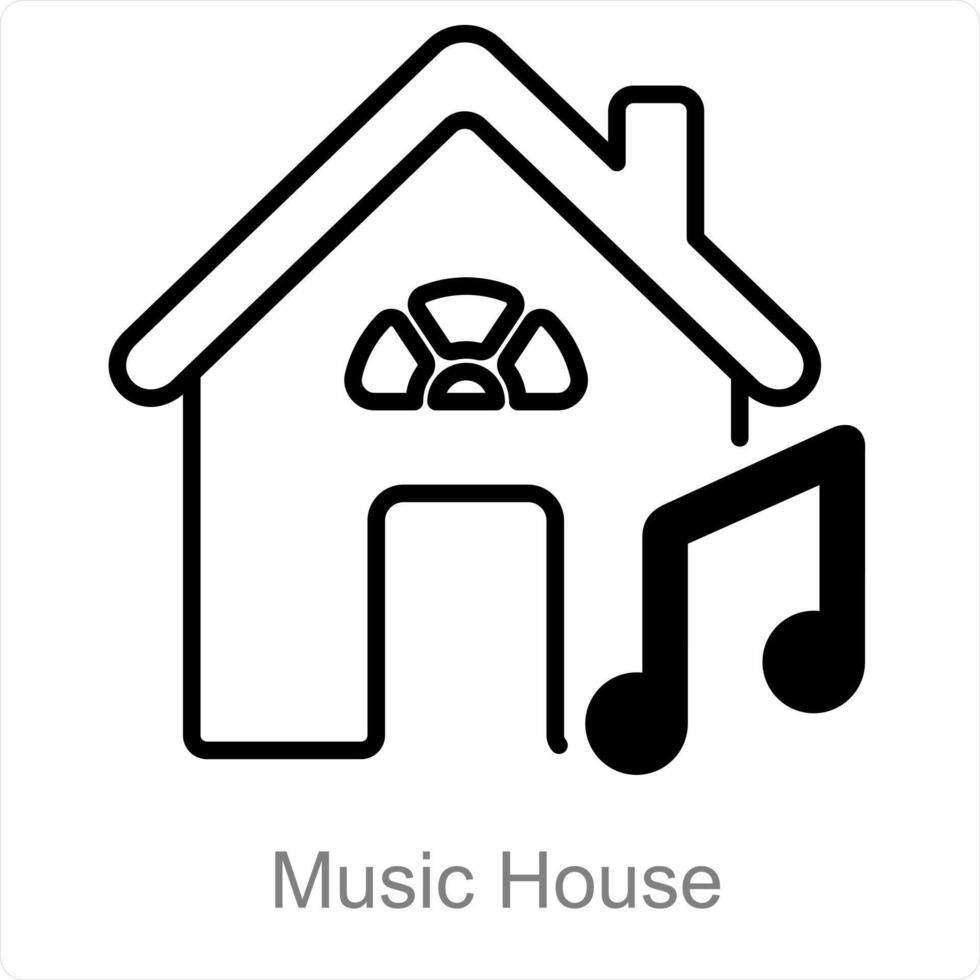Musik- Haus und Melodie Symbol Konzept vektor