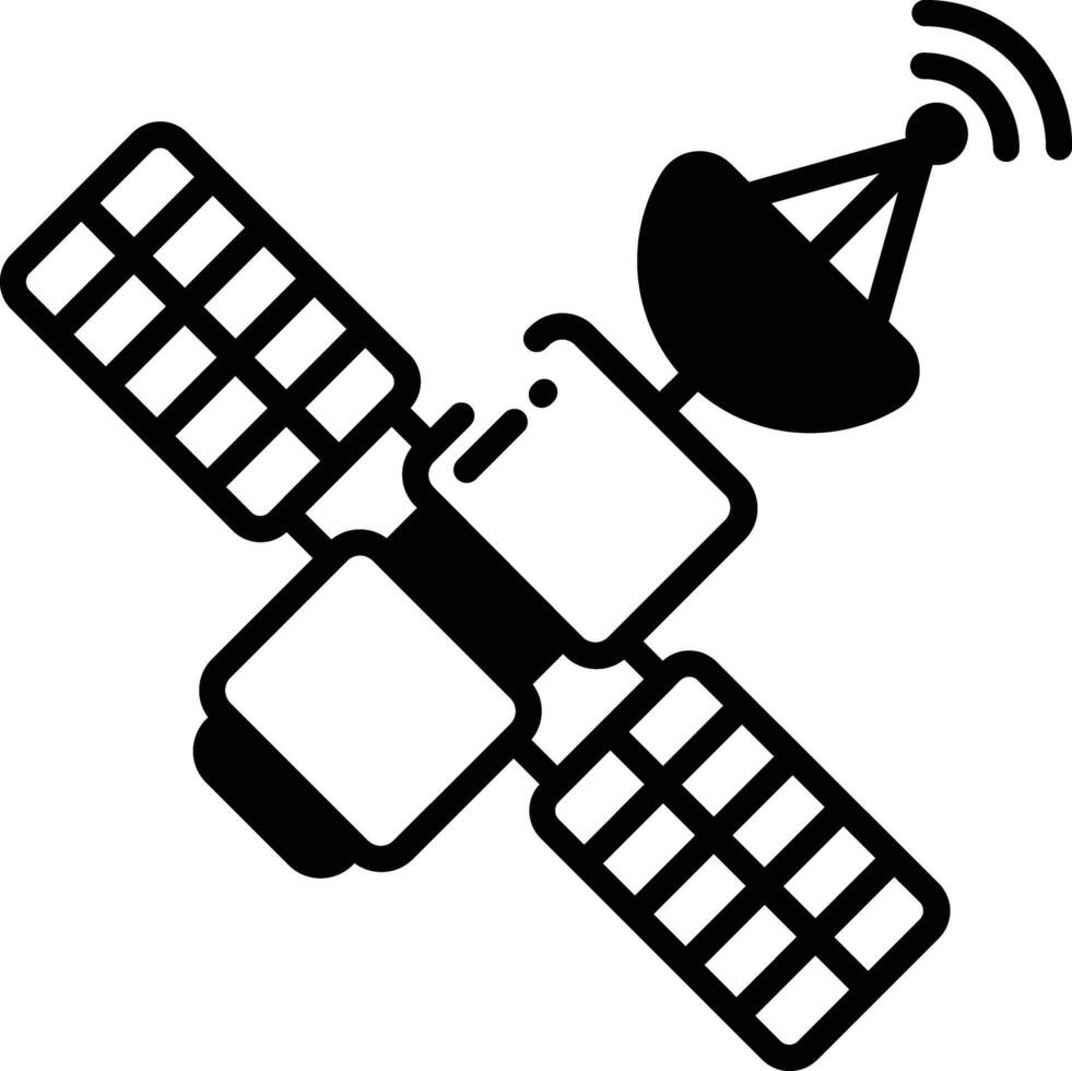 satellit glyf och linje vektor illustration