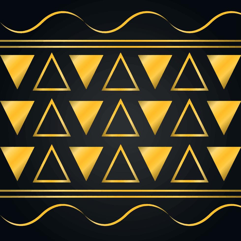 abstrakte Luxus-Gelbgold nahtlose Linie Wellen Dreieck Muster schwarzen Hintergrund vektor
