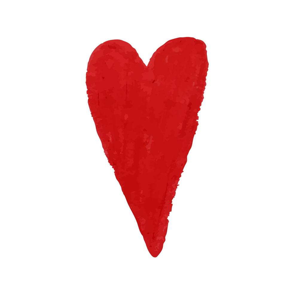 Vektor bunte Illustration der Herzform gezeichnet mit roten Kreidepastellen. Elemente für Design-Grußkarte, Poster, Banner, Social-Media-Post, Einladung, Verkauf, Broschüre, anderes Grafikdesign