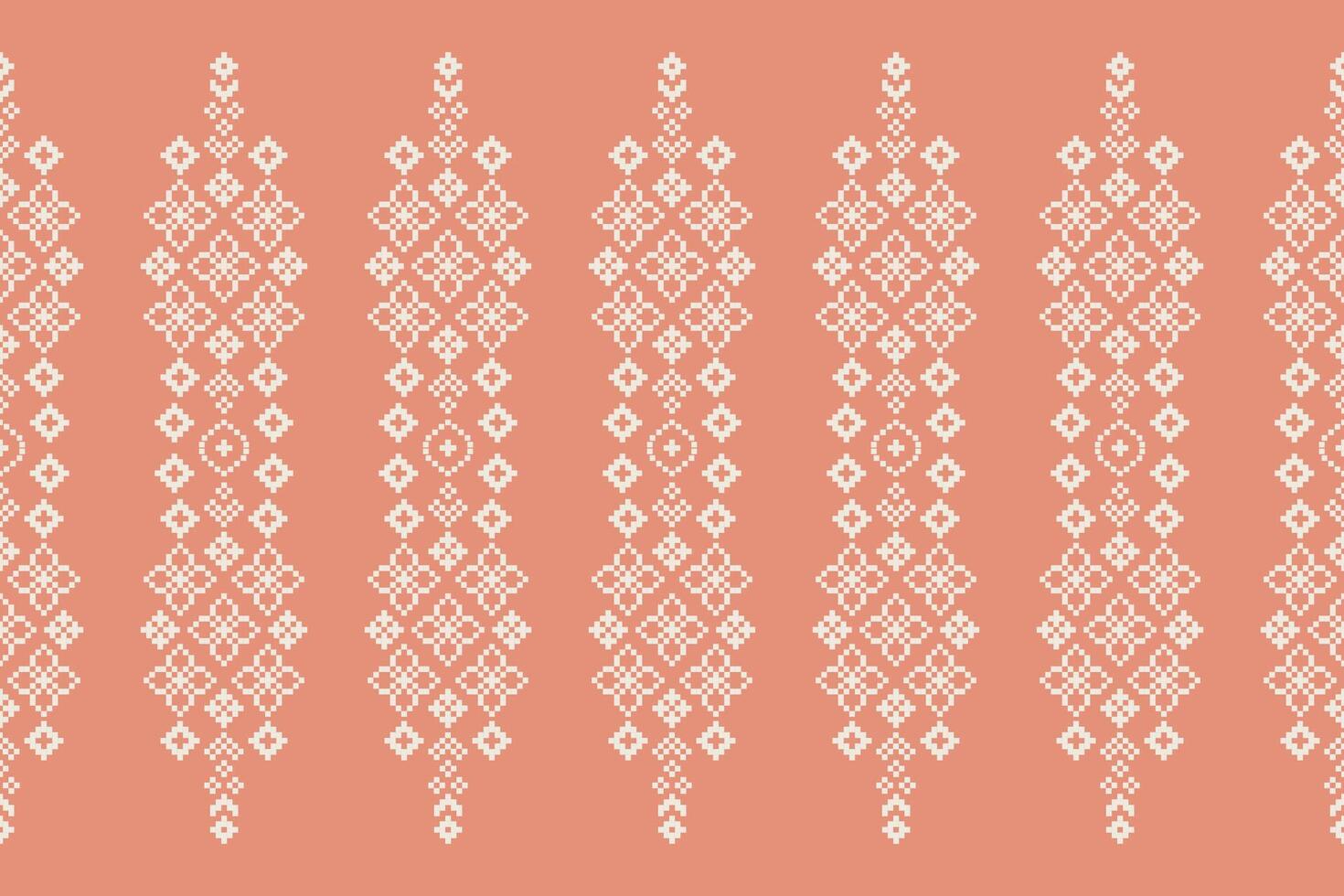 ethnisch geometrisch Stoff Muster Kreuz Stich.ikat Stickerei ethnisch orientalisch Pixel Muster Rose Rosa Gold Hintergrund. abstrakt, vektor, illustration. Textur, Kleidung, Schal, Dekoration, Seide Hintergrund. vektor