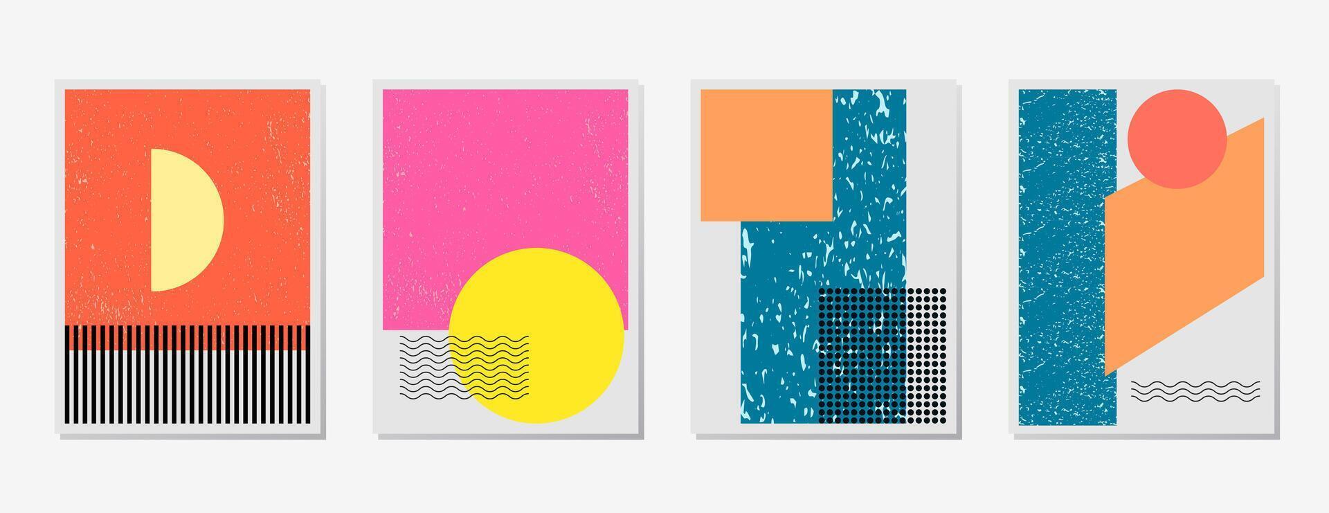 einstellen Hintergrund einfach dekorativ Illustration abstrakt minimalistisch geometrisch gestalten Design. Linie Kunst Zeichnung Pastell- Farbe gut zum Hintergrund, Abdeckung, Poster, printod zum Hintergrund, Abdeckung, Poster, drucken vektor