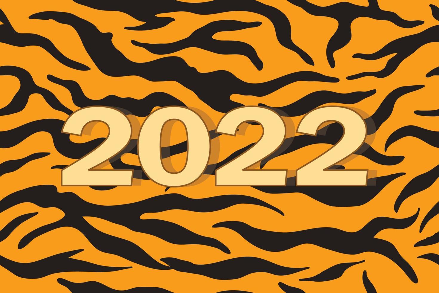 2022 Neujahrs-Skript-Textbeschriftung. Designtiger Streifen Muster Vorlage Feier Typografie Poster, Banner oder Grußkarte für Frohe Weihnachten und ein glückliches neues Jahr. vektor