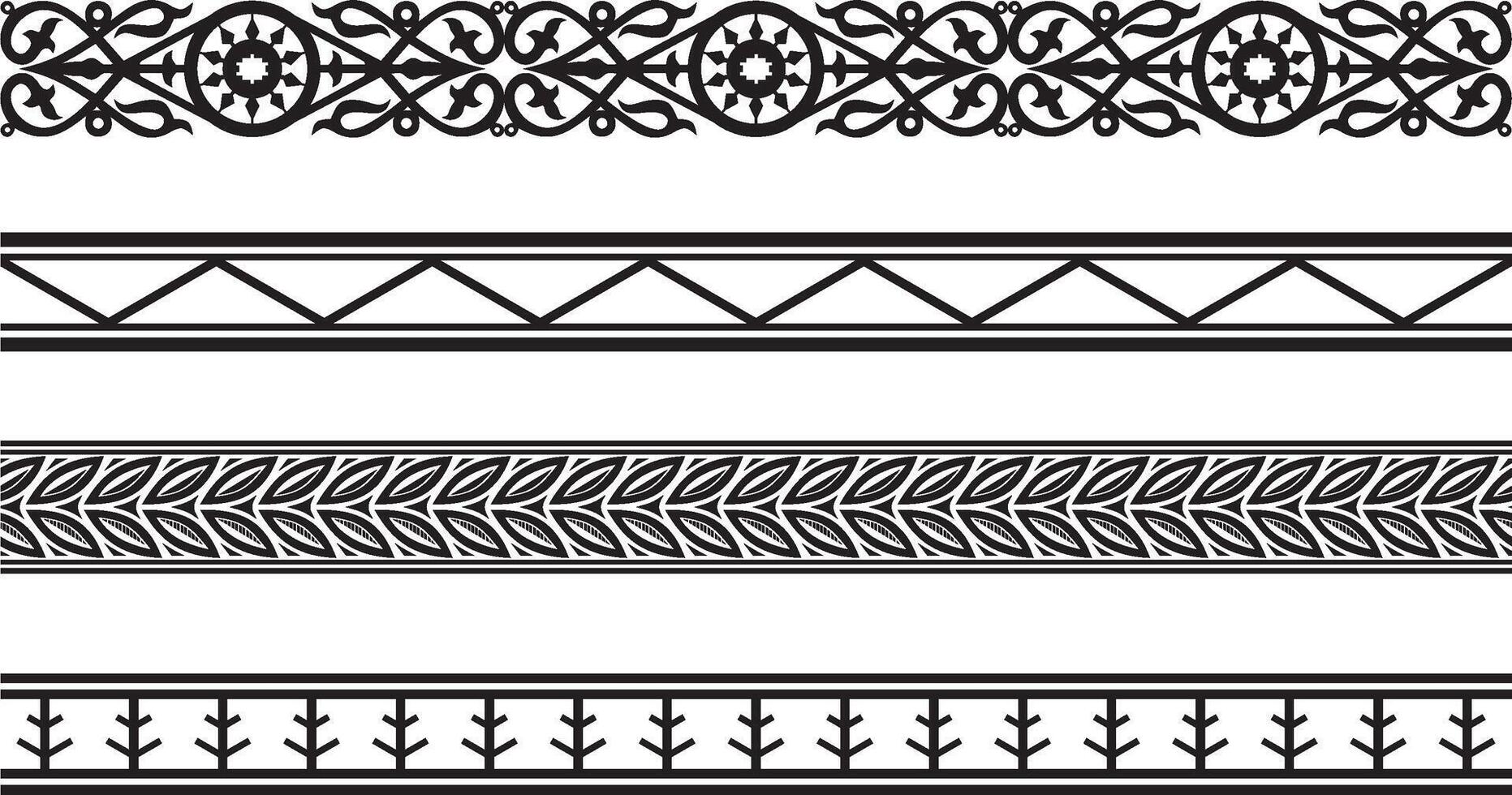 Vektor nahtlos jakut National Ornament. einfarbig Rahmen, Grenzen zum Dekoration. können Sein benutzt zum Sandstrahlen, Plotter und Laser- Schneiden