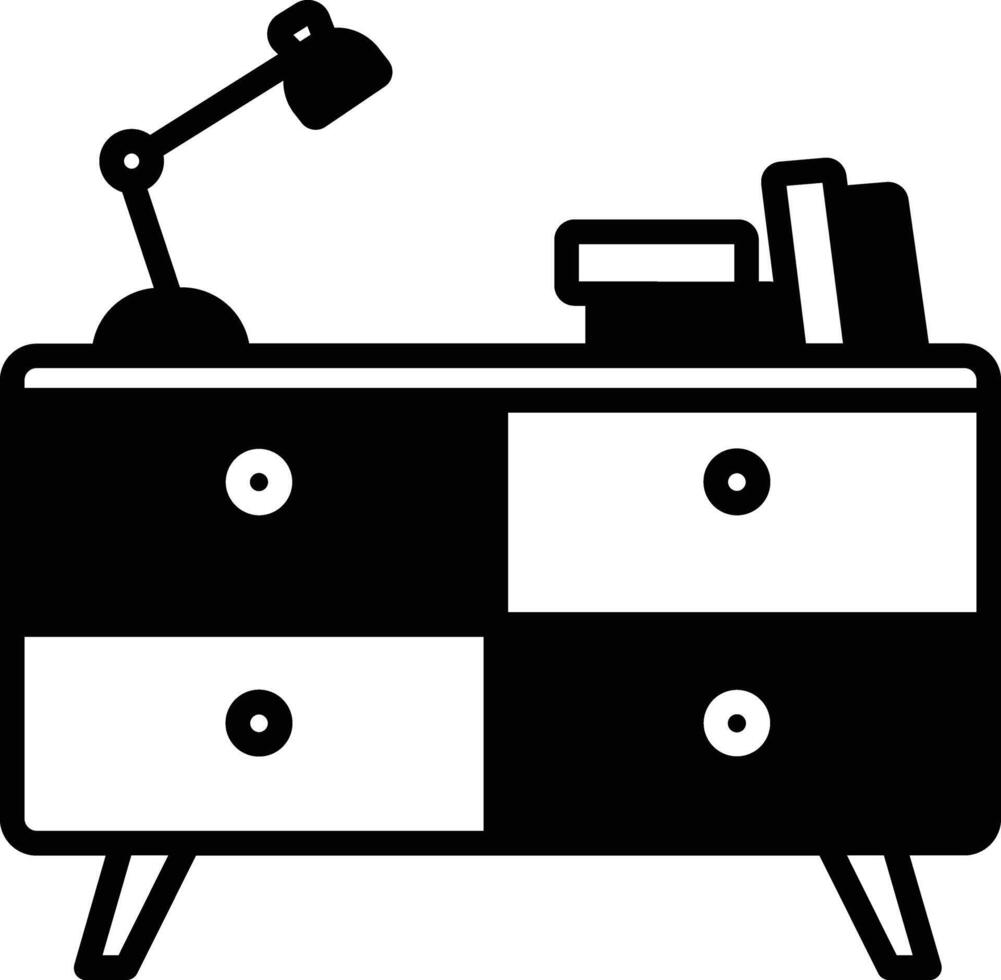 Schrank Tabelle Glyphe und Linie Vektor Illustration