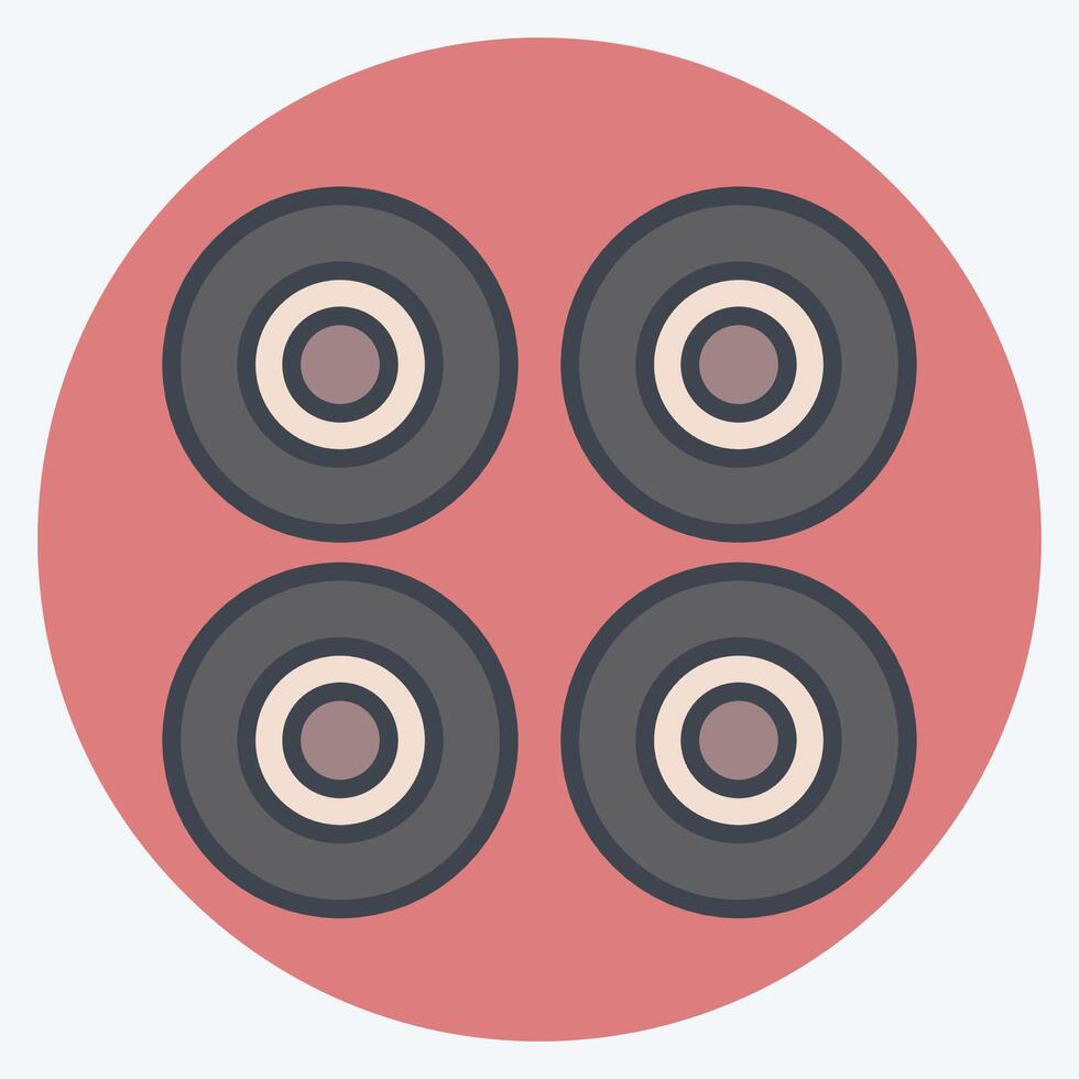 ikon hjul. relaterad till skridskoåkning symbol. Färg para stil. enkel design illustration vektor