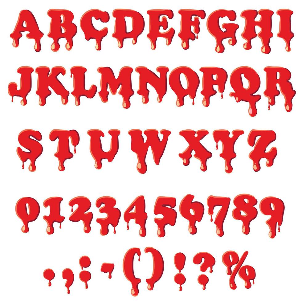 blodiga alfabetet isolerad på vit bakgrund vektor