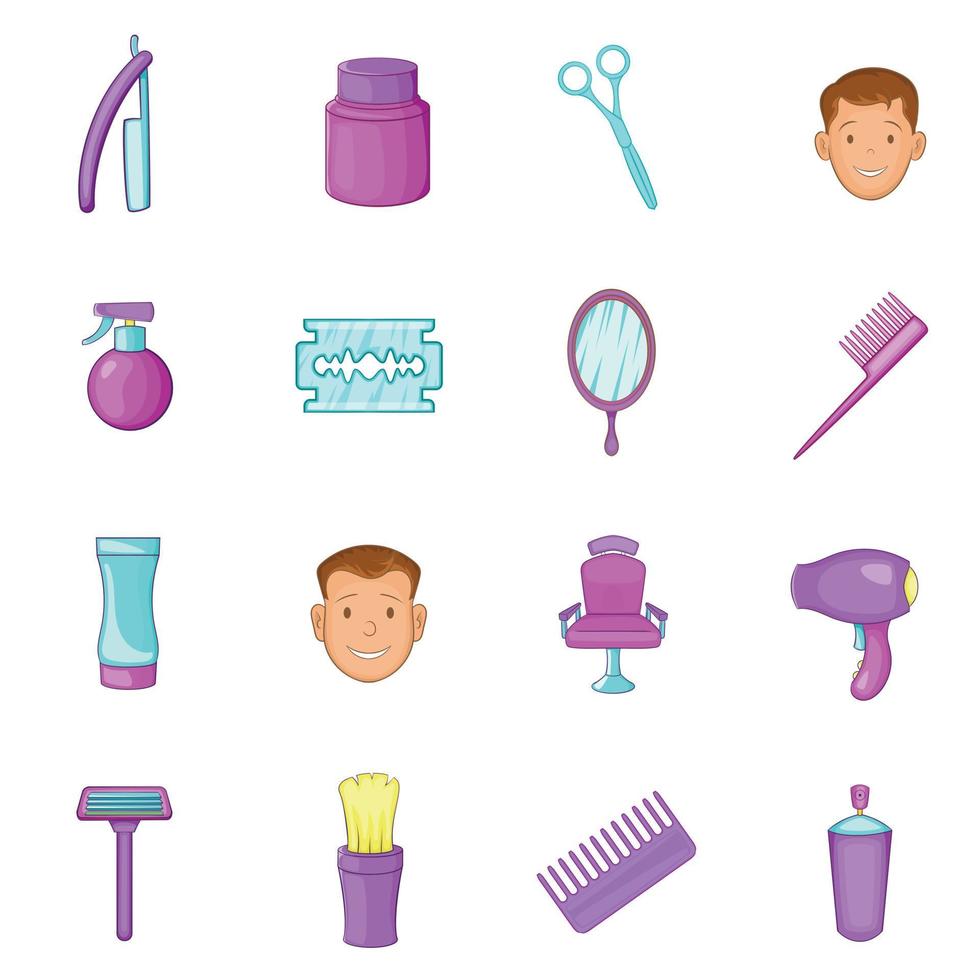 Friseursalon Icons Set, Cartoon-Stil vektor