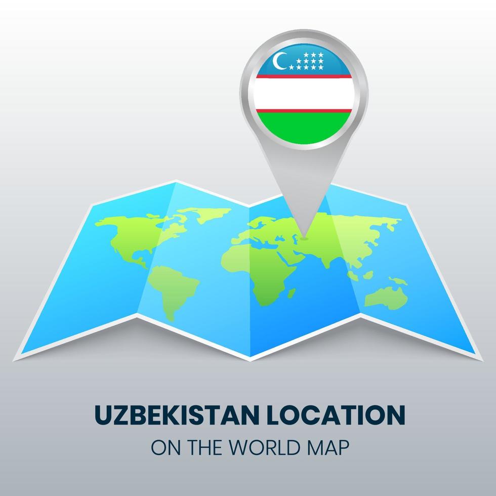 platsikonen för uzbekistan på världskartan, rundstiftsikonen för uzbekistan vektor