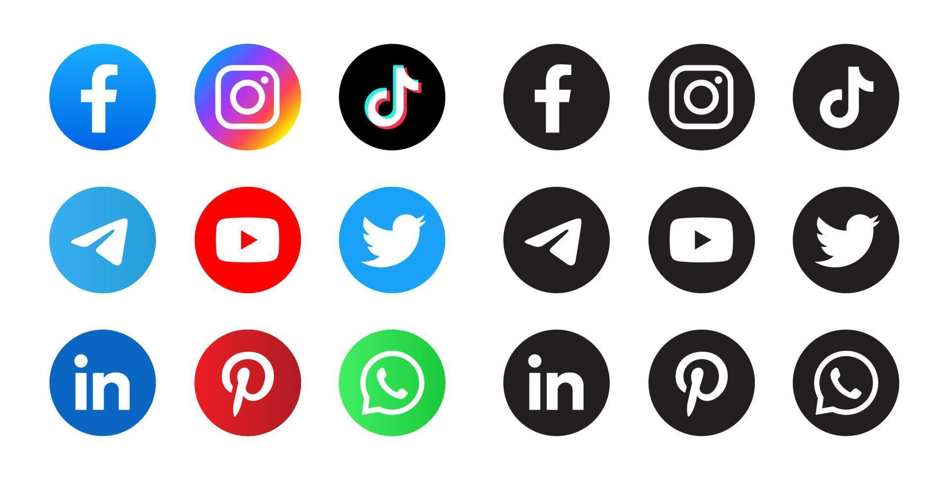 populär samling av logotyper för sociala medier vektor