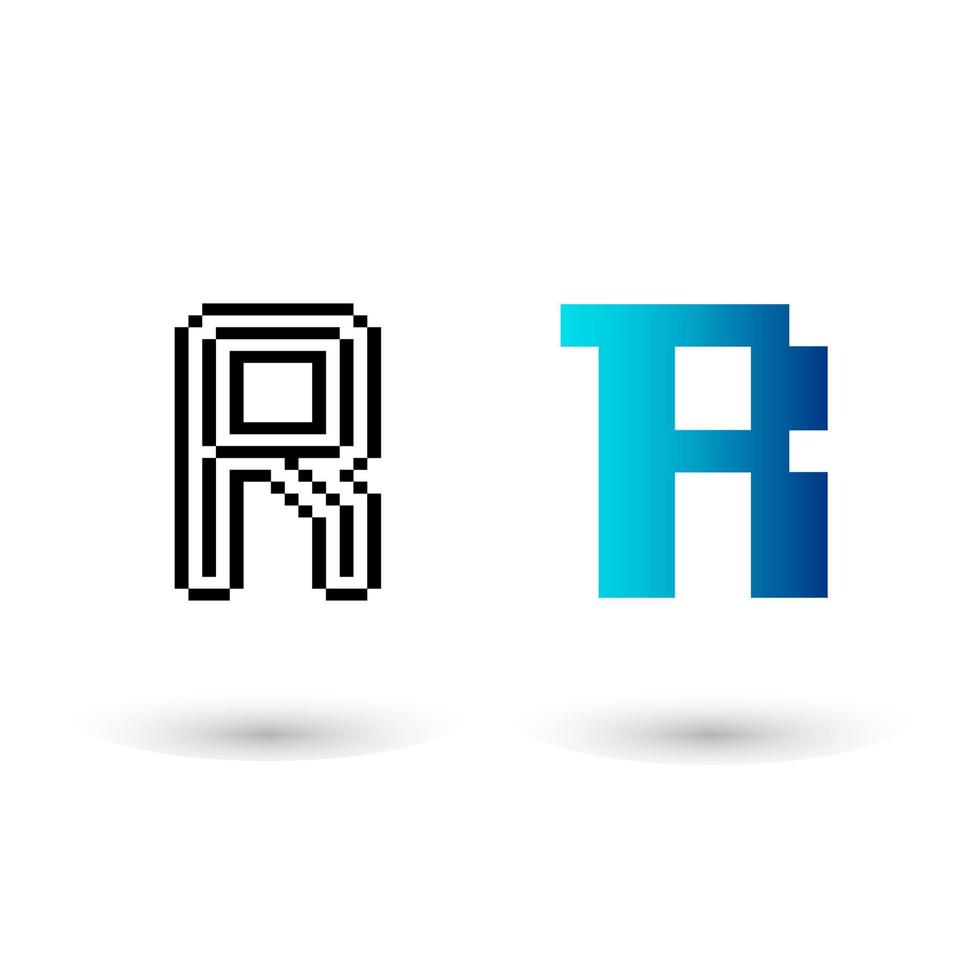 abstrakt pixelbokstav r grafisk design vektor