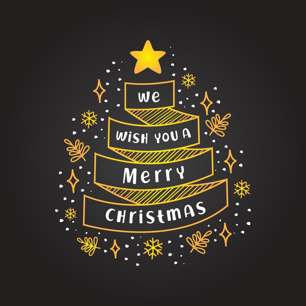 wir wünschen euch frohe weihnachten rustikales doodle handgezeichnet vektor