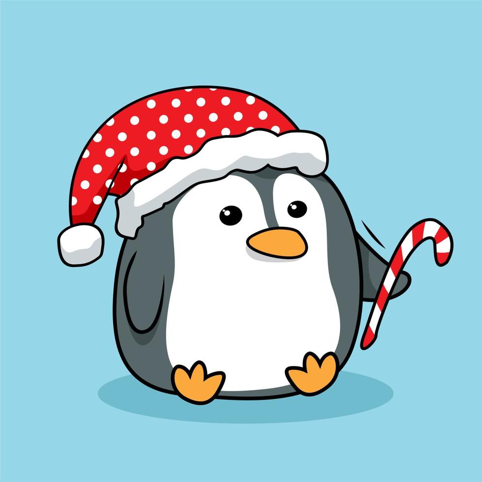 pinguin cartoon süße frohe weihnachten vektor