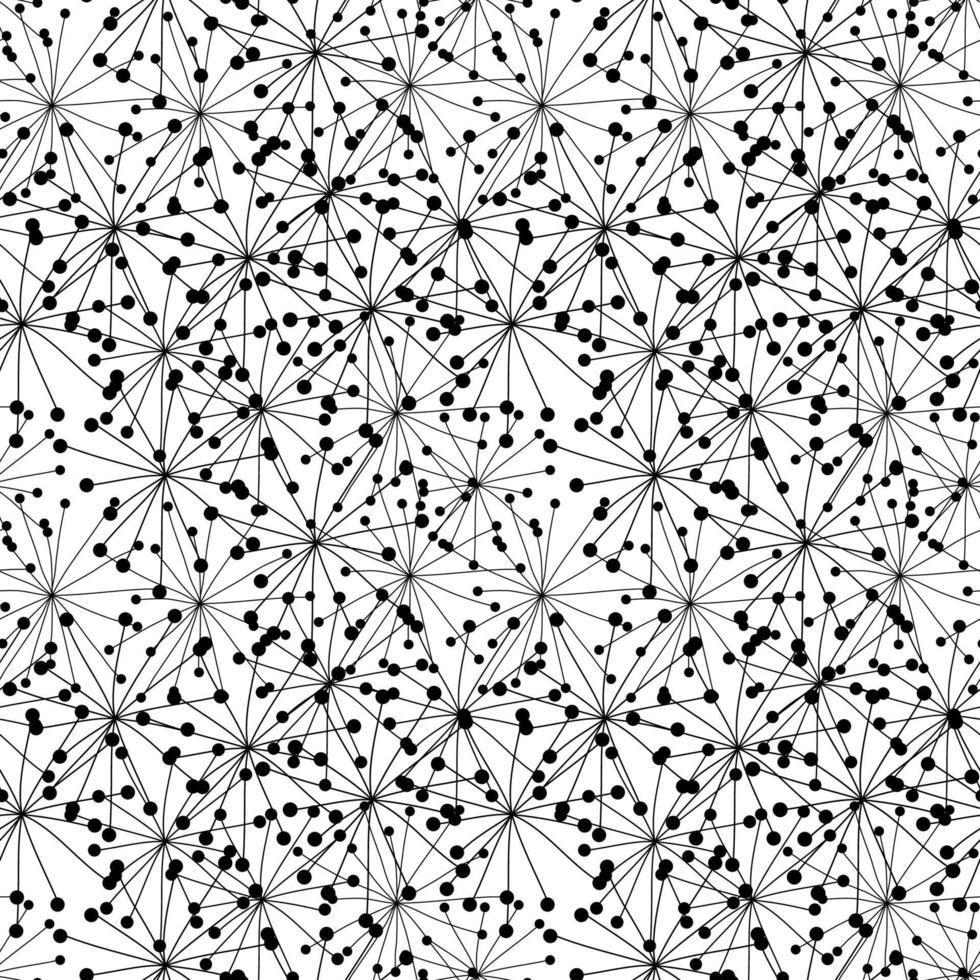 svart och vit abstrakt handritad maskros blomma. sömlösa mönster. vektor illustration