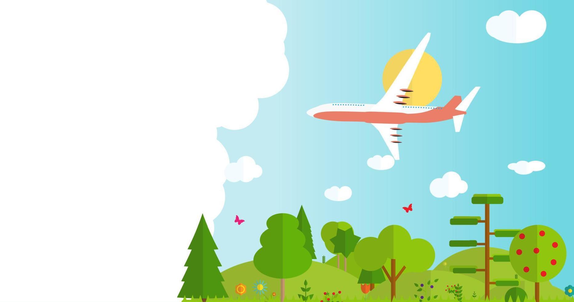 Reisebannerhintergrund mit Flugzeug. Vektor-Illustration vektor