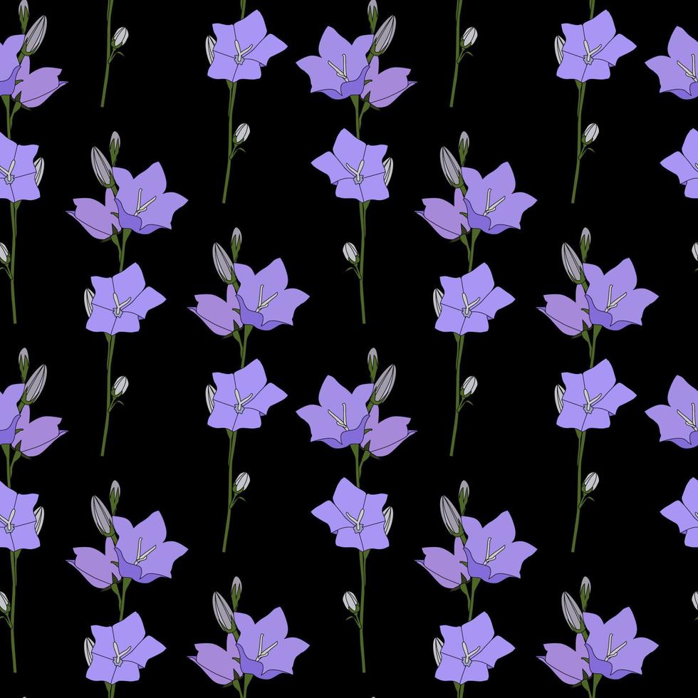 handgezeichnete Campanula Blume nahtlose Hintergrundmuster. Vektor-Illustration vektor