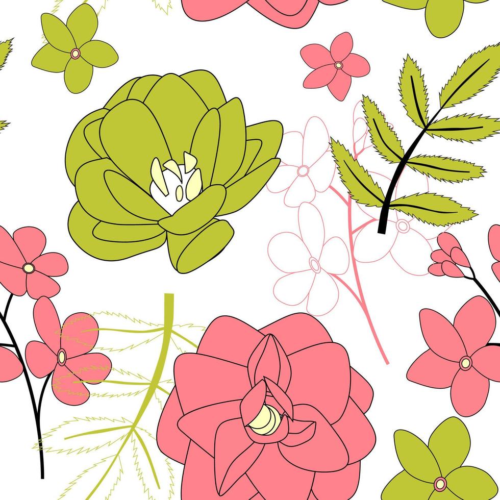 handgezeichnete Blume nahtlose Muster Hintergrund. Vektor-Illustration vektor