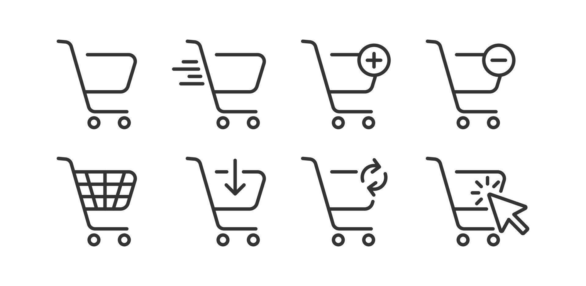 Einkaufen Wagen Symbol. online Geschäft Korb Symbol. Netz Geschäft unterzeichnen. klicken zu besorgen. vektor