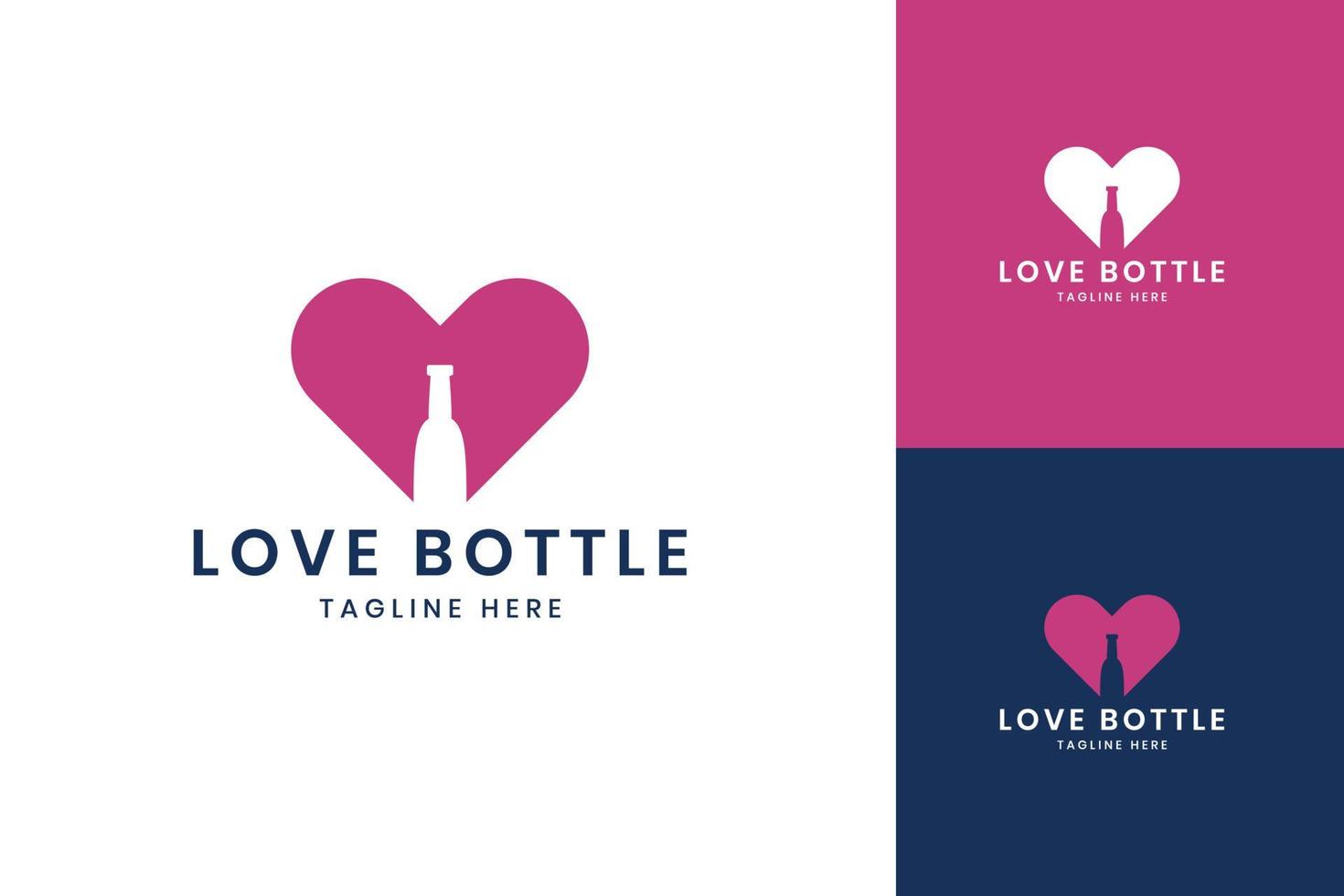 Liebe Flasche negatives Weltraum-Logo-Design vektor