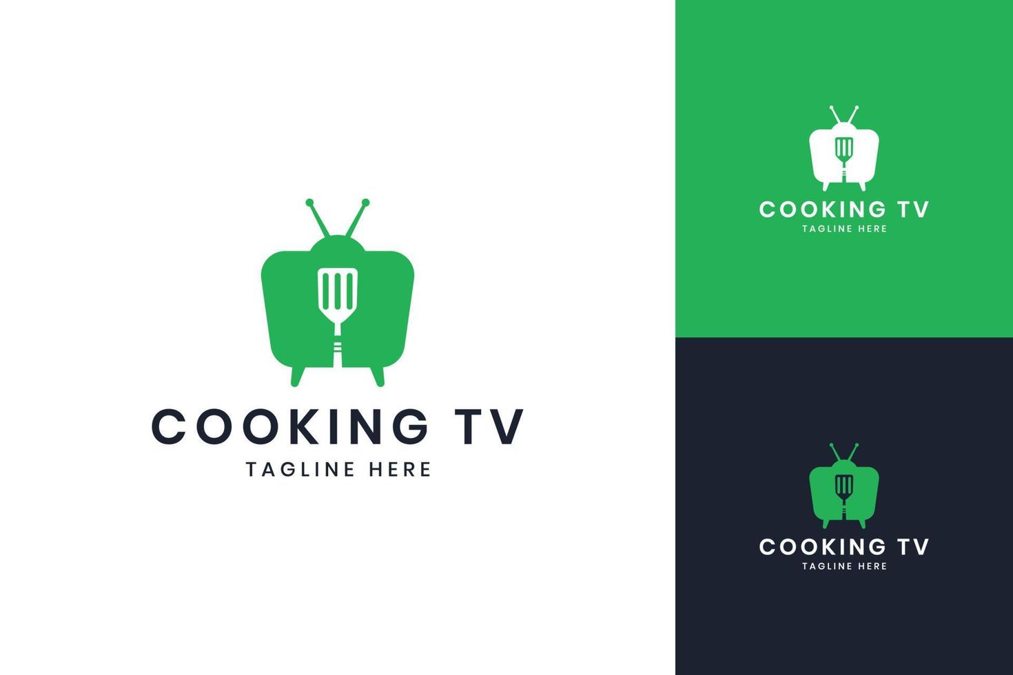 Kochen Fernsehen negativer Weltraum-Logo-Design vektor