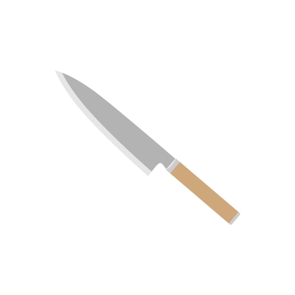 japansk sushi kniv platt design vektor illustration. design element, illustration med skarp stål fisk kniv för sushi bar, japansk eller skaldjur restaurang meny