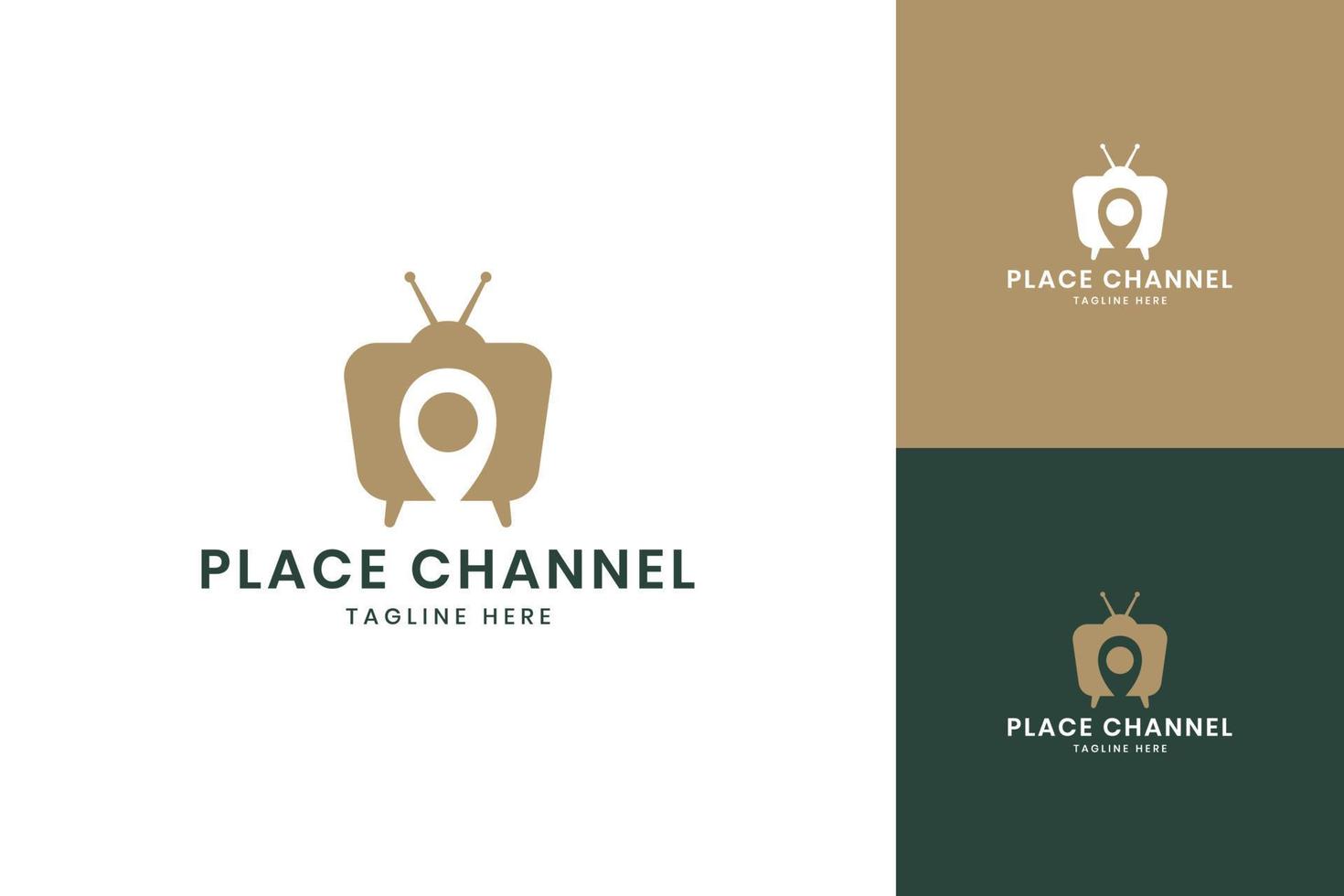 placera tv negativ utrymme logotyp design vektor