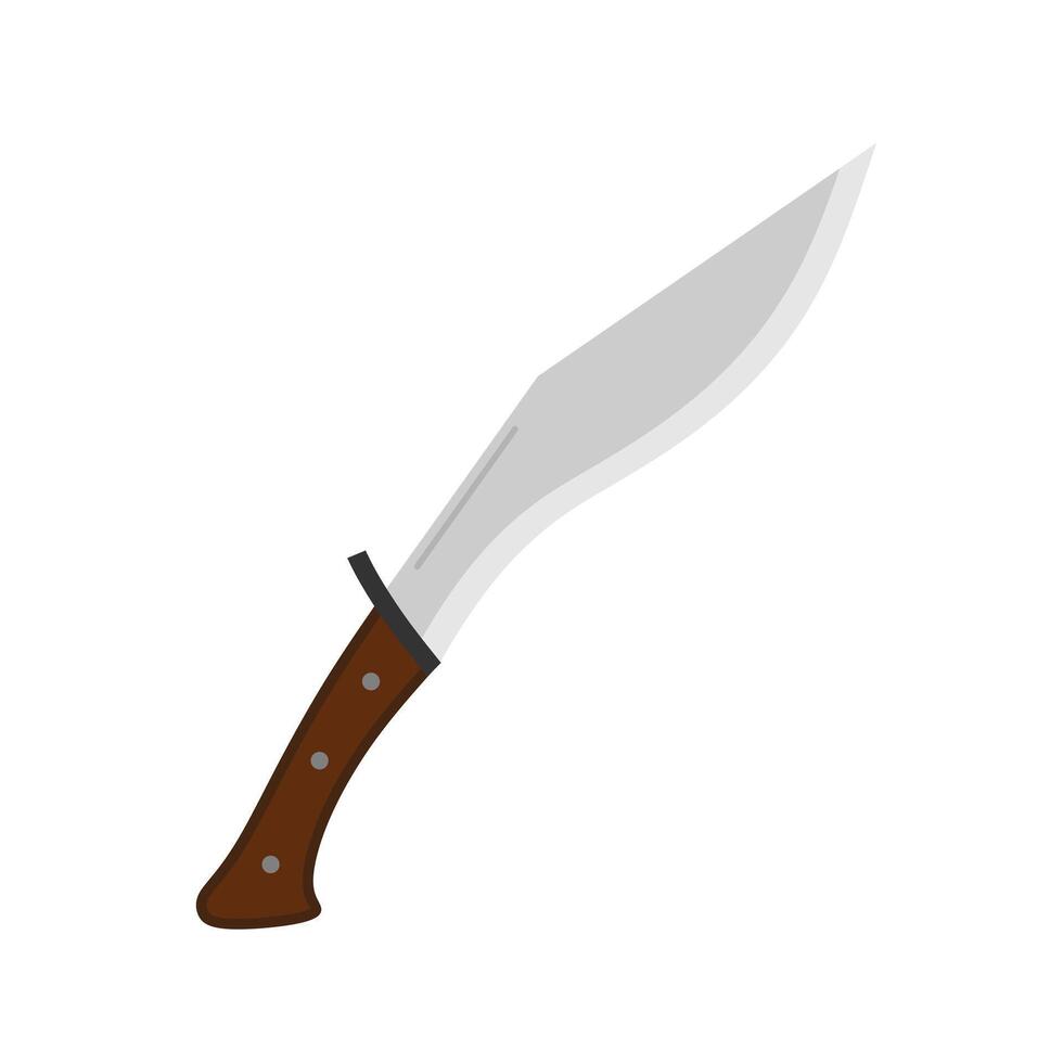 kukri Messer eben Design Vektor Illustration. Gurkha Messer Symbol im modisch eben Stil isoliert auf Weiß Hintergrund. Machete, Infanterie kukri Klinge eben Farbe