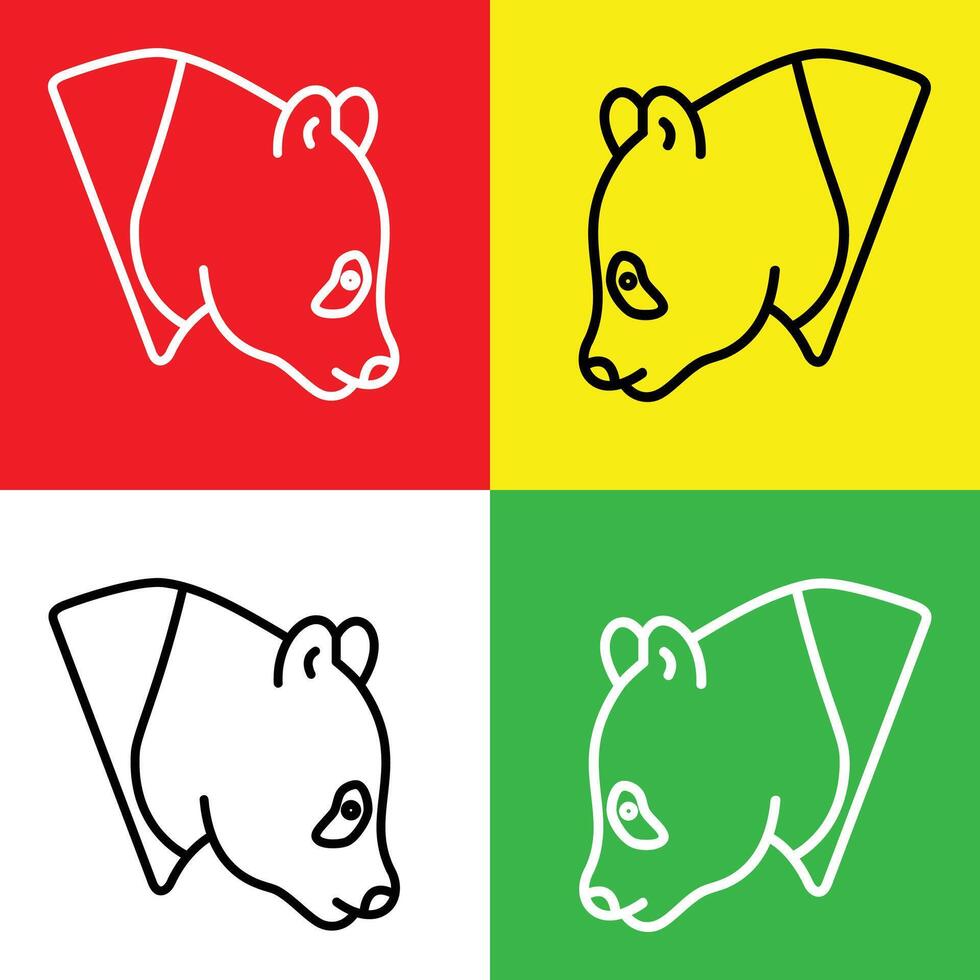 panda vektor ikon, linjär stil ikon, från djur- huvud ikoner samling, isolerat på röd, gul, vit och grön bakgrund.