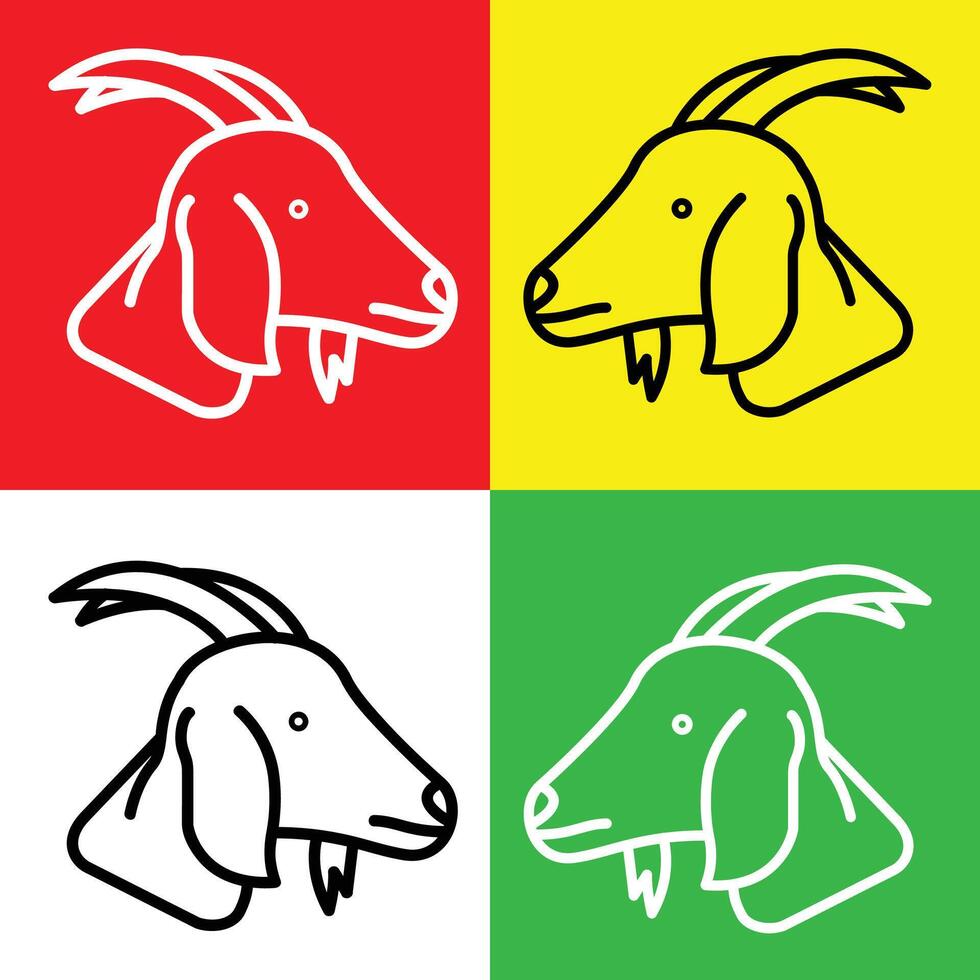 get vektor ikon, linjär stil ikon, från djur- huvud ikoner samling, isolerat på röd, gul, vit och grön bakgrund.