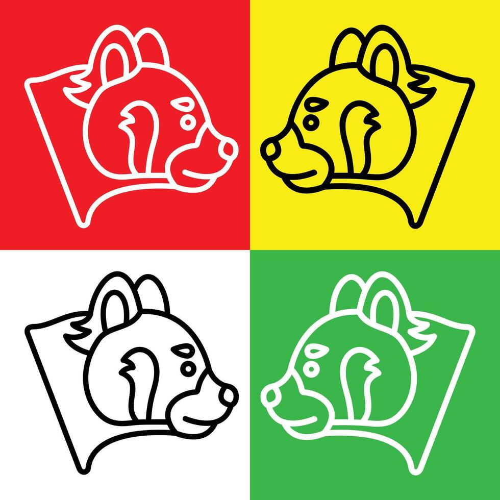 röd panda vektor ikon, linjär stil ikon, från djur- huvud ikoner samling, isolerat på röd, gul, vit och grön bakgrund.