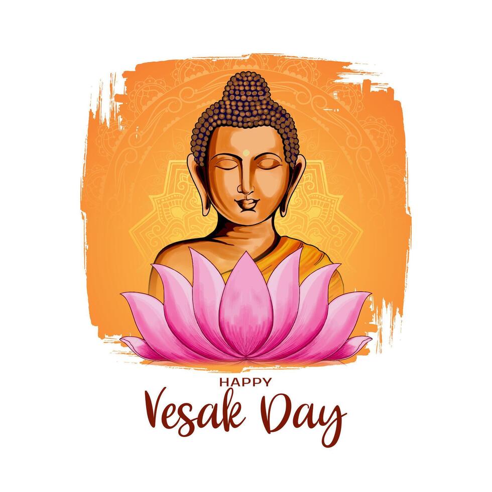 Lycklig Vesak dag eller mahavir jayanti bakgrund med herre buddha vektor
