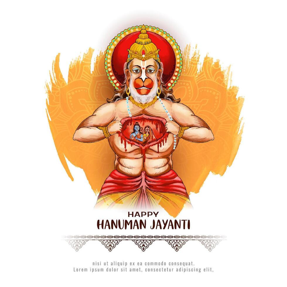 Lycklig hanuman jayanti indisk festival dekorativ bakgrund design vektor