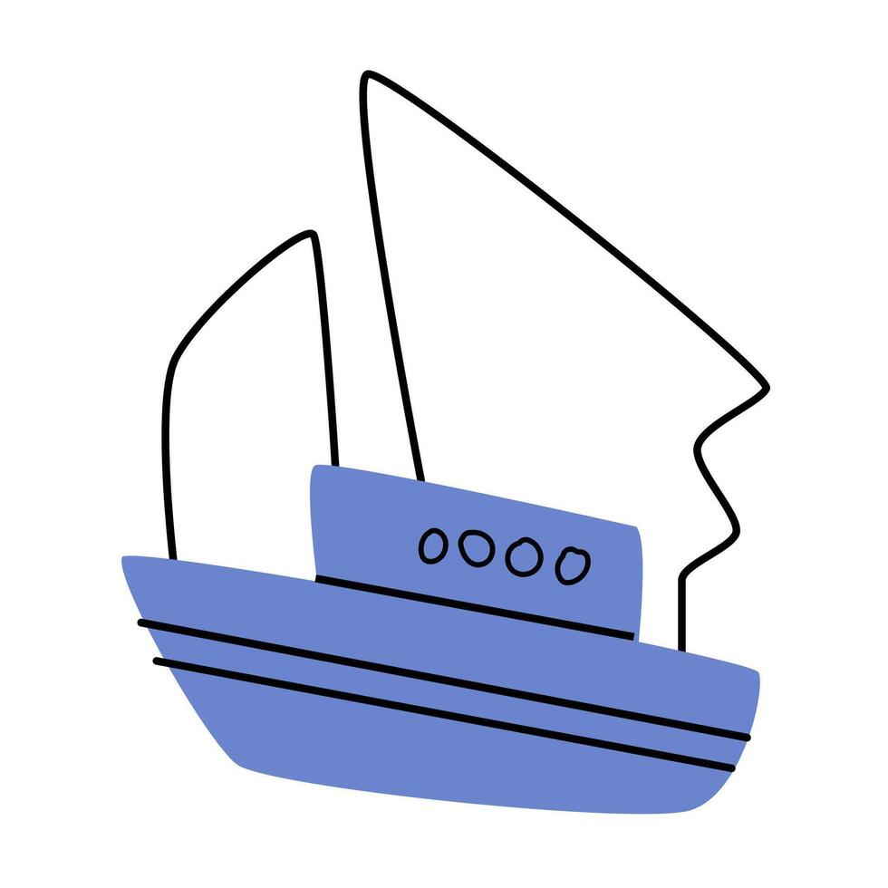 hand dragen fartyg i klotter stil, vektor ikon isolerat