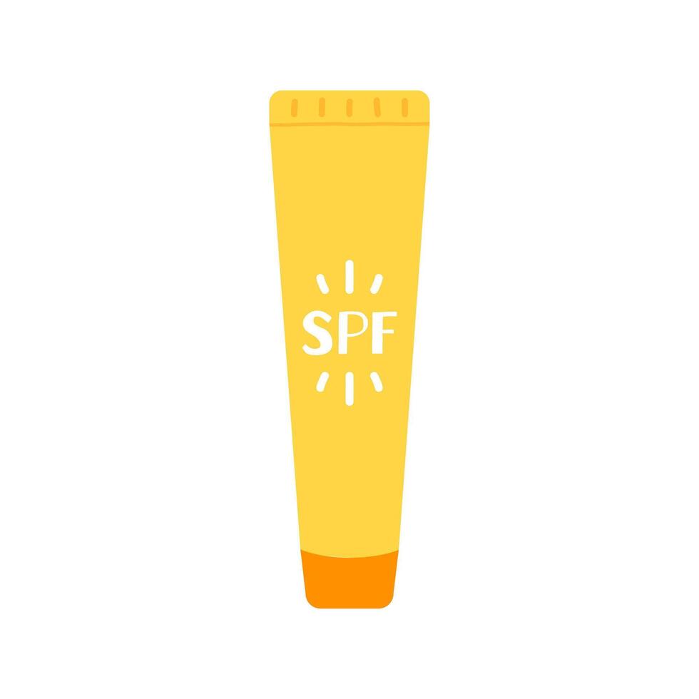 Solskydd produkt platt vektor isolerat illustration. hudvård kosmetisk för Sol skydd. små rör spf lotion eller grädde